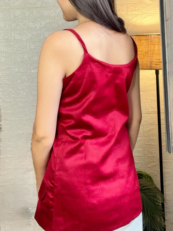 red glazed cotton sleeveless top